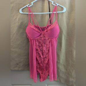 Elegant Pink Lace Chemise